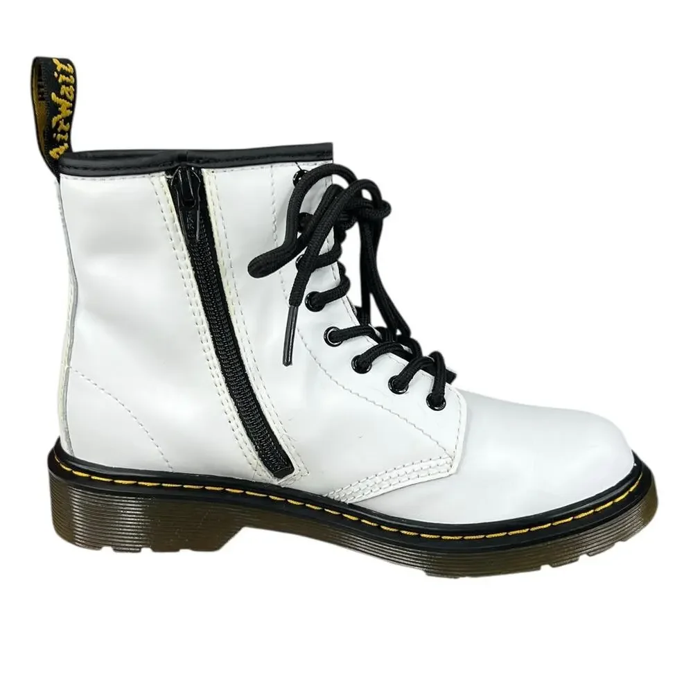 Dr. Martens Kids 1460 J White Leather Combat Boots Size US 3
